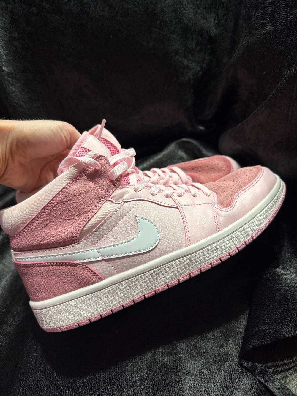 Jordan Women's Mid-Top Sneakers in Light Pink and White-9.5 women's